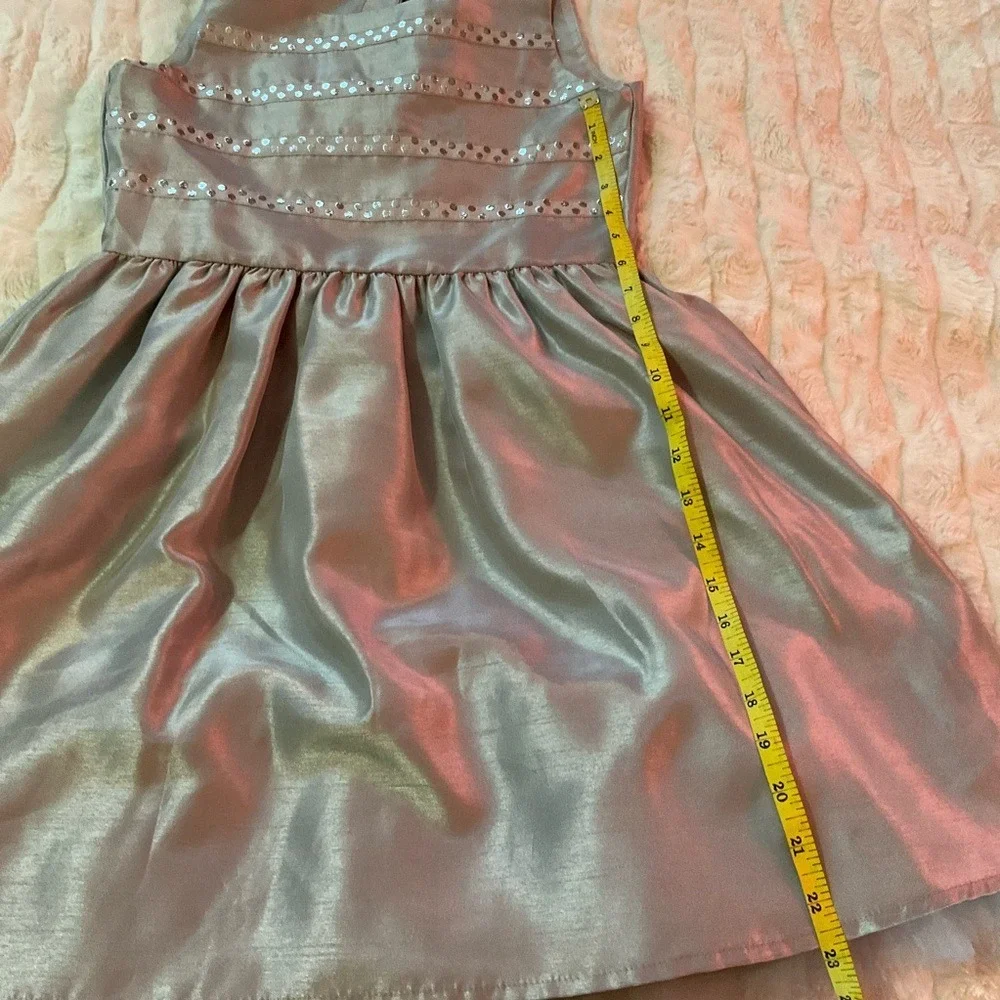 Gymboree Girls Silver Metallic Sequin Party Dress Size 8 Sleeveless Holiday Glam